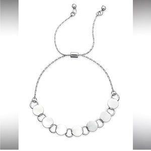 Charter Club 7”-10”, Silver-Tone Circle Slider Bracelet. NWT